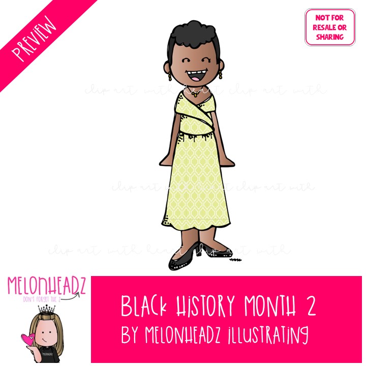 Black History Month 2 clip, Historical Figures COLORED Version - Image 2