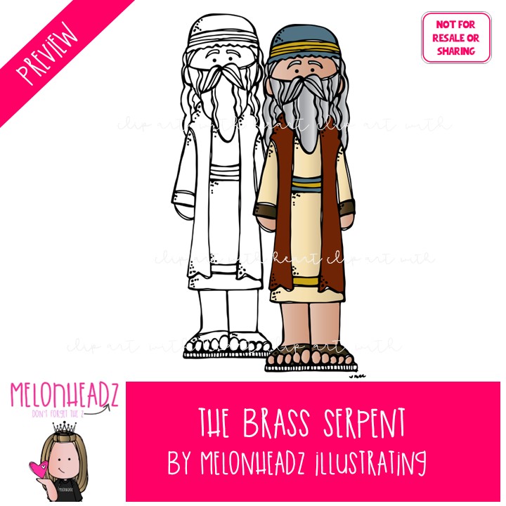 The Brass Serpent clip art, Moses, Bible COMBO PACK - Image 2