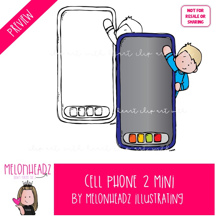 Cell Phone 2 clip art, technology, kidlettes Mini - Image 2