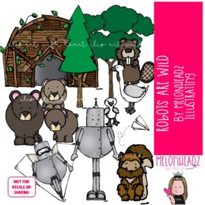 Robots are Wild clip art, Literature clip art, Book Companion clip art COLORED Version