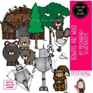 Robots are Wild clip art, Literature clip art, Book Companion clip art COMBO PACK