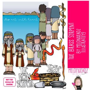 The Brass Serpent clip art, Moses, Bible COLORED Version