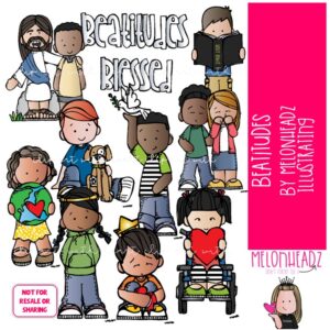 Beatitudes clip art, Bible, Christian COLORED Version