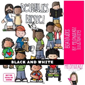 Beatitudes clip art, Bible, Christian BLACK AND WHITE