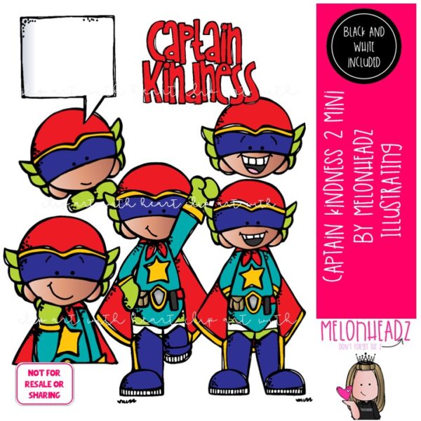 Captain Kindness 2 clip art, superhero Mini - Melonheadz