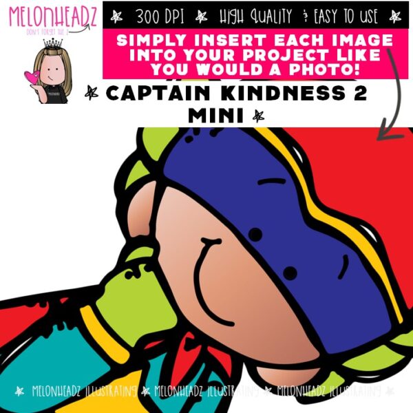 Captain Kindness 2 clip art, superhero Mini - Melonheadz