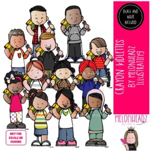 Crayon Kidlettes clip art, multiracial, art COMBO PACK