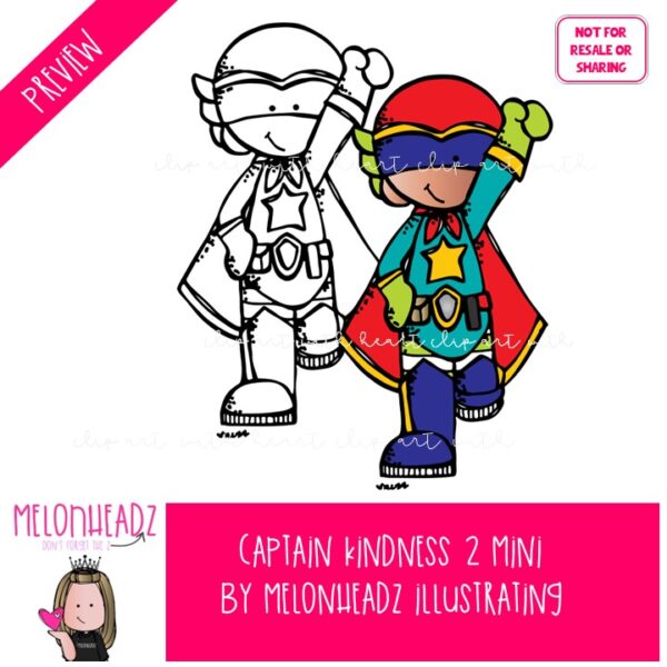 Captain Kindness 2 clip art, superhero Mini - Melonheadz
