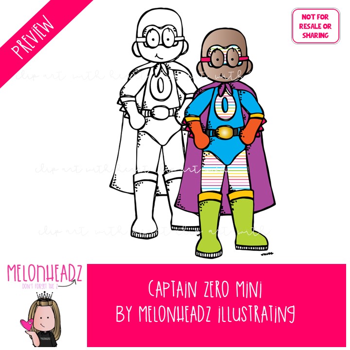 Captain Zero clip art, Math clip art, Superhero clip art Mini - Image 2