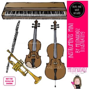 Instruments clip art, trumpet, violin MINI