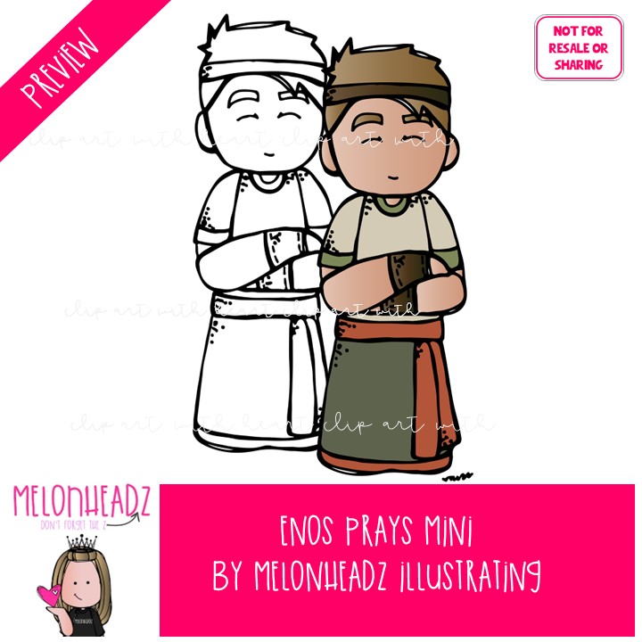 Enos Prays clip art, LDS, Book of Mormon Mini - Image 3