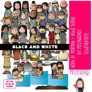 Book of Mormon/Bible extras clip art, people, baptism BLACK AND WHITE