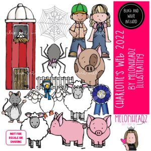 Charlotte's Web clip art 2022, book companion, literature COMBO PACK