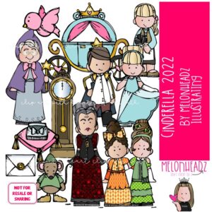 Cinderella clip art 2022, princess, literature, book companion COLORED Version