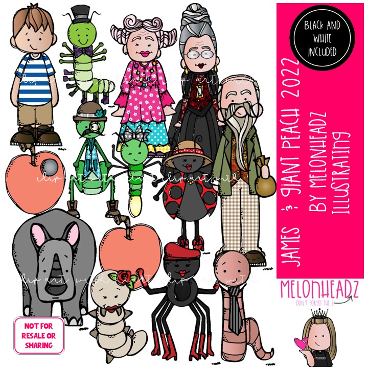 James and the Giant Peach 2022 clip art, literature, book companion COMBO PACK