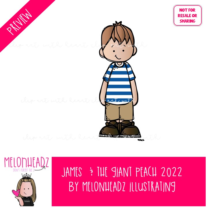 James and the Giant Peach 2022 clip art, literature, book companion COLORED Version - Image 2
