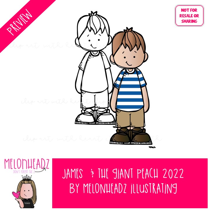 James and the Giant Peach 2022 clip art, literature, book companion COMBO PACK - Image 2