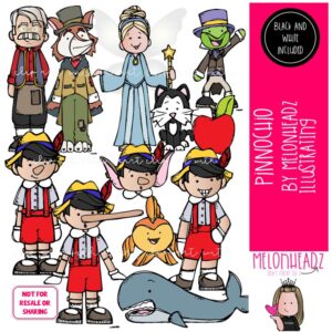Pinocchio clip art, literature, book companion COMBO PACK