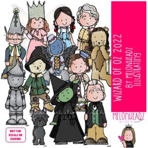 Wizard of Oz clip art 2022, literature, book companion COLORED Version