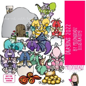 Dragons clip art 2022, cave, leviathan COLORED Version