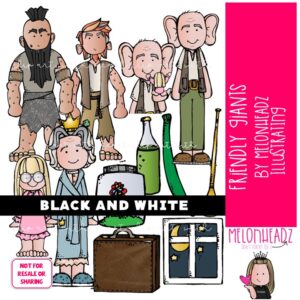 Friendly Giant clip art, literature, book companion BLACK AND WHITE