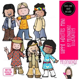 Hippie Kidlettes clip art, 1960, 1970 MINI