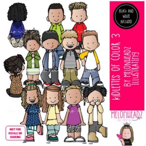 Kidlettes of Color clip art 3, Biracial kids clip art COMBO PACK