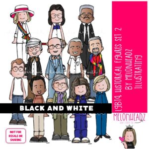 LGBTQ Historical Figures clip art 2, pride BLACK AND WHITE