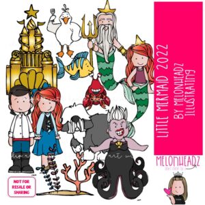 Little Mermaid clip art 2022, literature, book companion COLORED Version