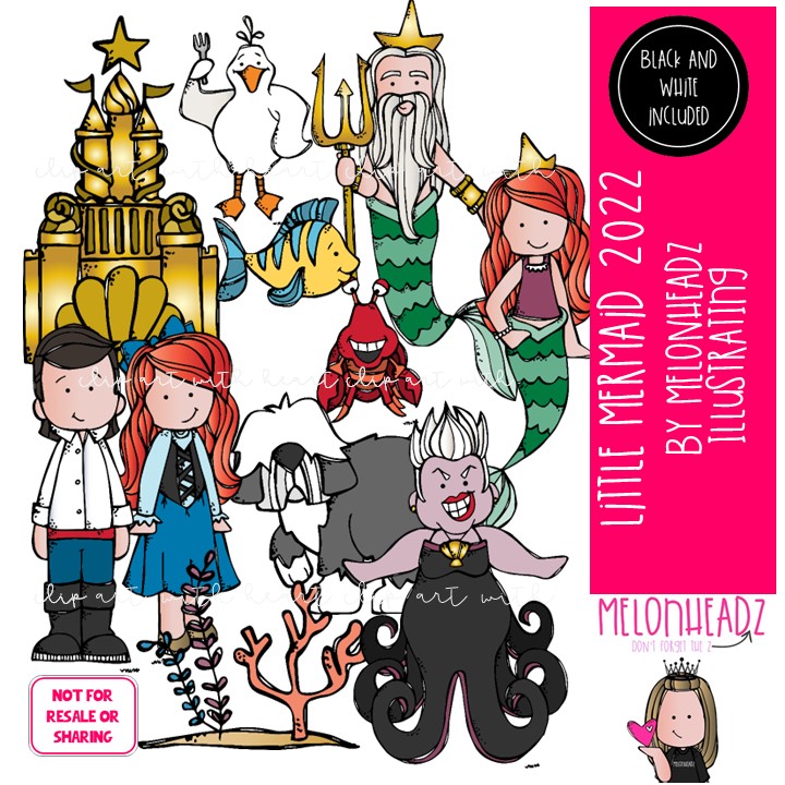 Little Mermaid clip art 2022, literature, book companion COMBO PACK