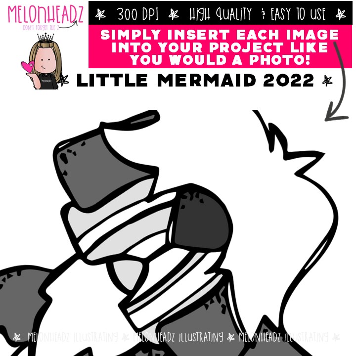 Little Mermaid clip art 2022, literature, book companion COMBO PACK - Image 3