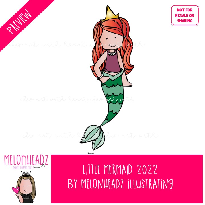 Little Mermaid clip art 2022, literature, book companion COLORED Version - Image 2