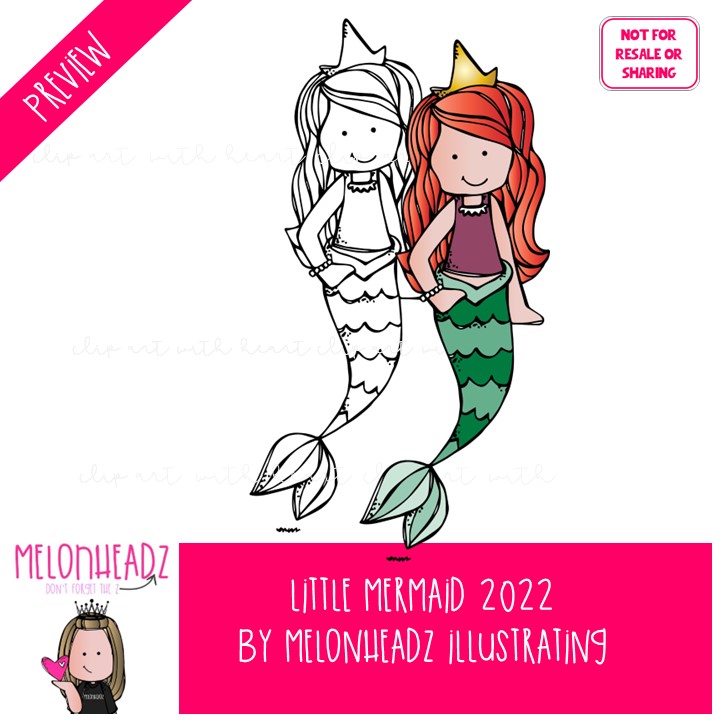 Little Mermaid clip art 2022, literature, book companion COMBO PACK - Image 2