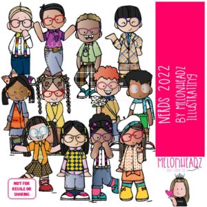 Nerds clip art 2022, Kidlettes clip art COLORED Version