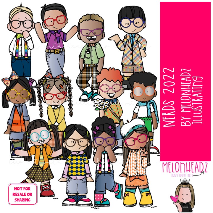Nerds clip art 2022, Kidlettes clip art COMBO PACK