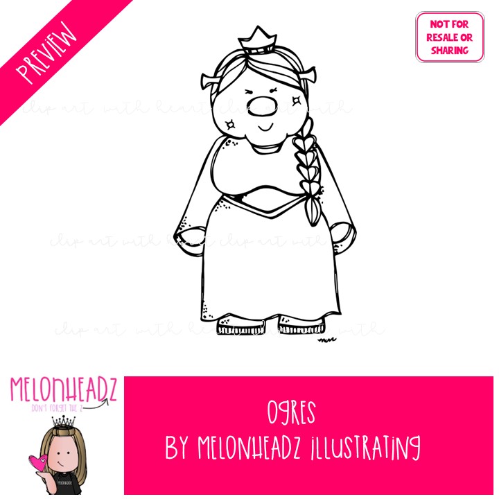 Ogres clip art Literature clip art Book Companion clip art BLACK AND WHITE - Image 2