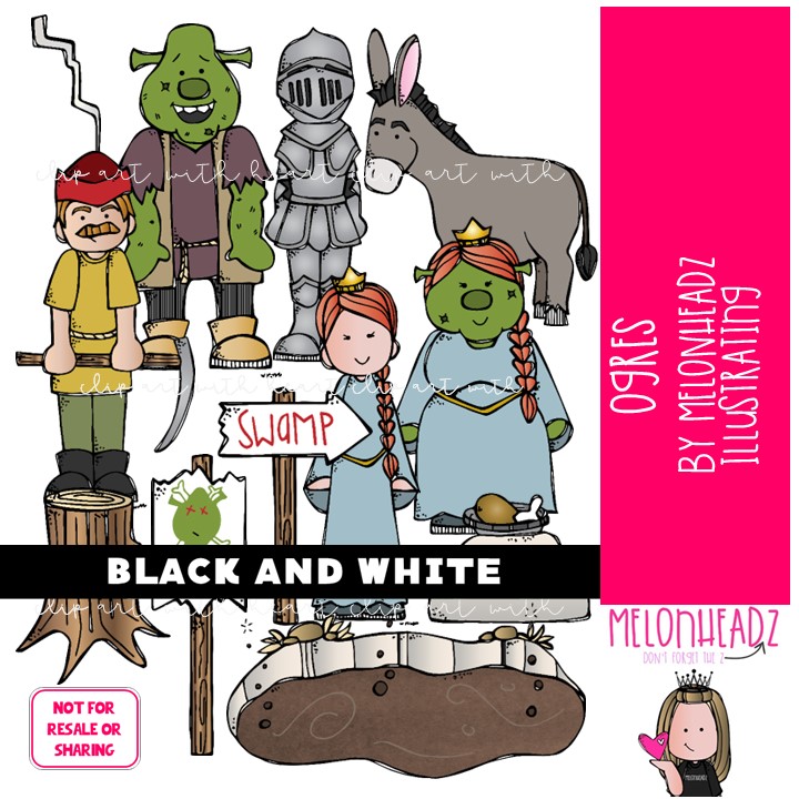 Ogres clip art Literature clip art Book Companion clip art BLACK AND WHITE