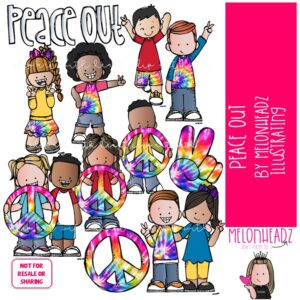Peace Out clip art End of Year clip art Last Day of School clip art COLORED Version