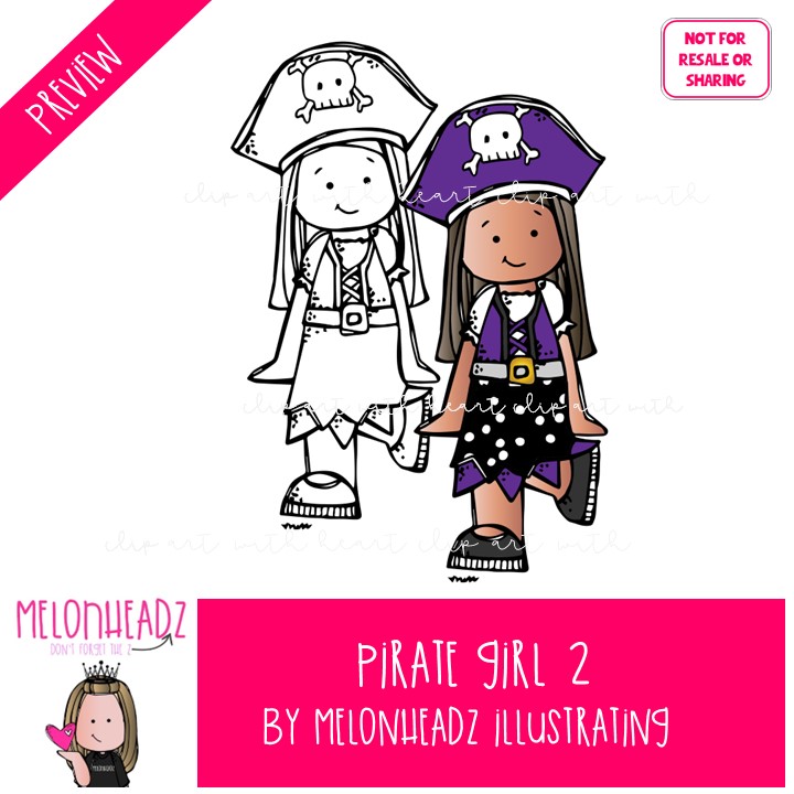Pirate Girl 2 clip art, Single Image - Image 2