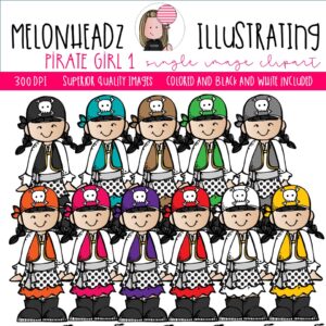 Pirate Girl 1 clip art, Single Image