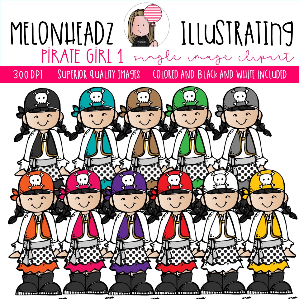 Pirate Girl 1 clip art, Single Image