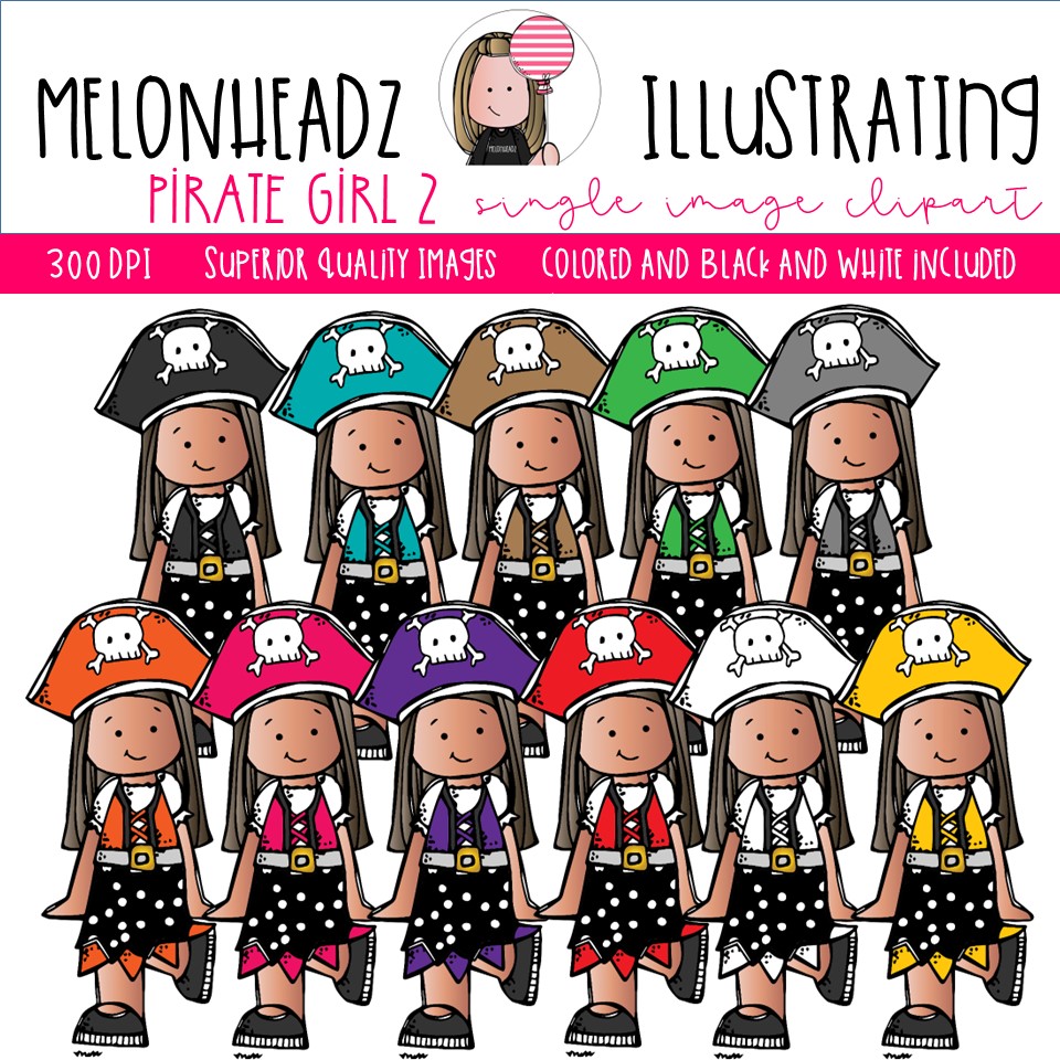 Pirate Girl 2 clip art, Single Image