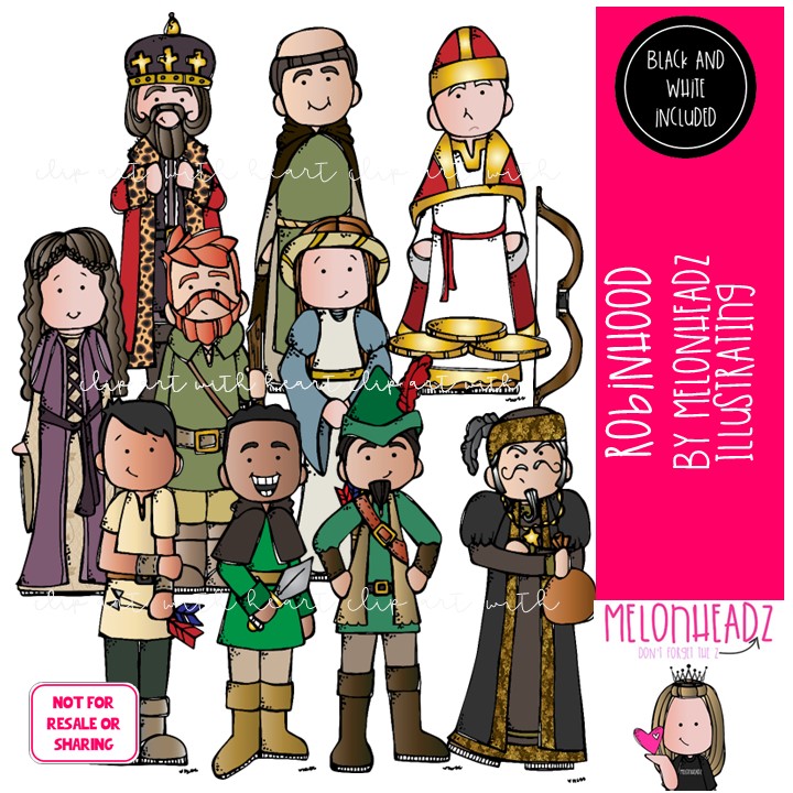 Robinhood clipart, literature, book companion COMBO PACK