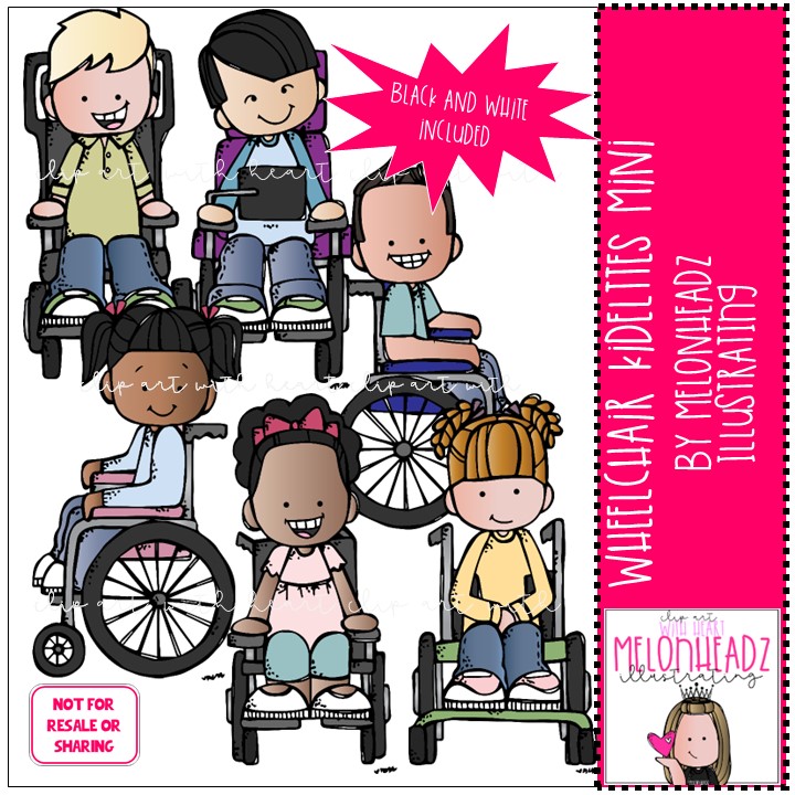 Wheelchair Kidlettes clip art – Mini | Melonheadz Illustrating