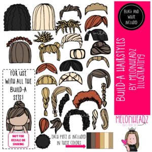 Build A Teacher Hair Styles clip art, Build a Me clip art, Kidlette COMBO PACK