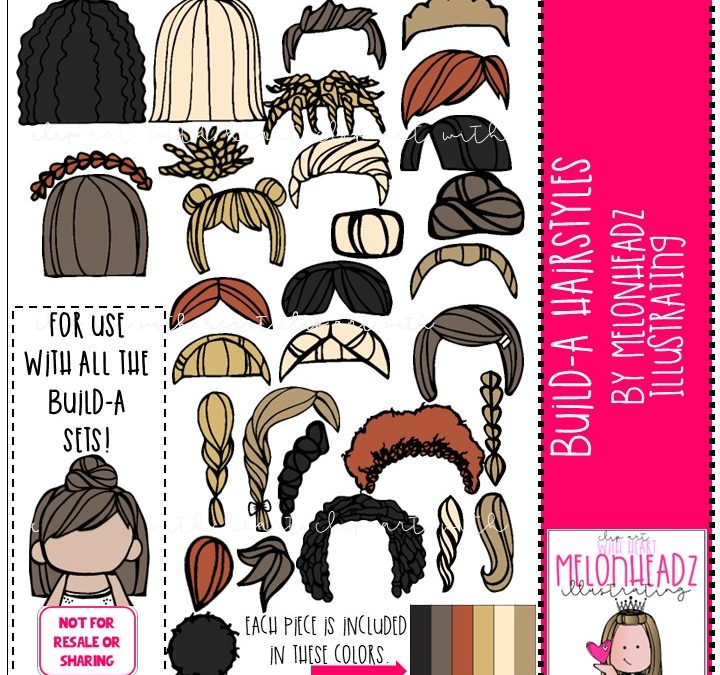 Build-A-Teacher/Me/Kidlette clip art – Hair Styles – COMBO PACK