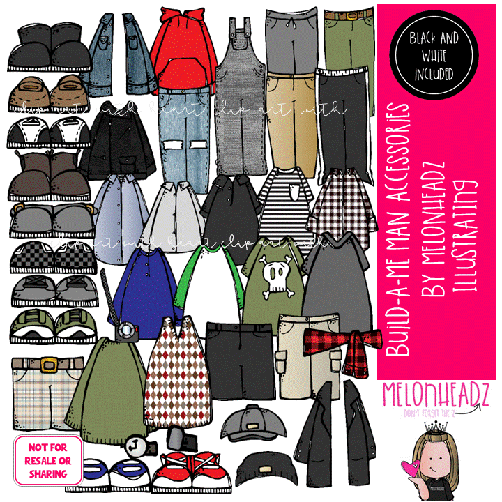 Build A Me Man clip art, Accessories clip art COMBO PACK