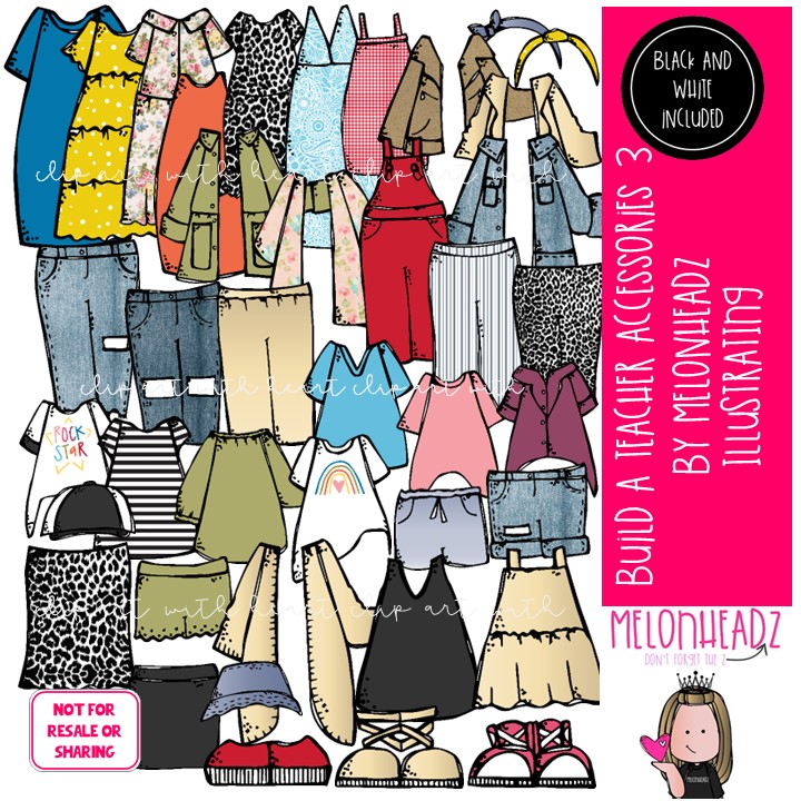 Build A Teacher 3 clip art, Me, Accessories, Clothing COMBO PACK