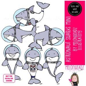 Astronaut Sharks clip art, Space clip art Mini