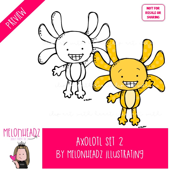Axolotl clip art 2, Amphibian clip art Mini - Image 2